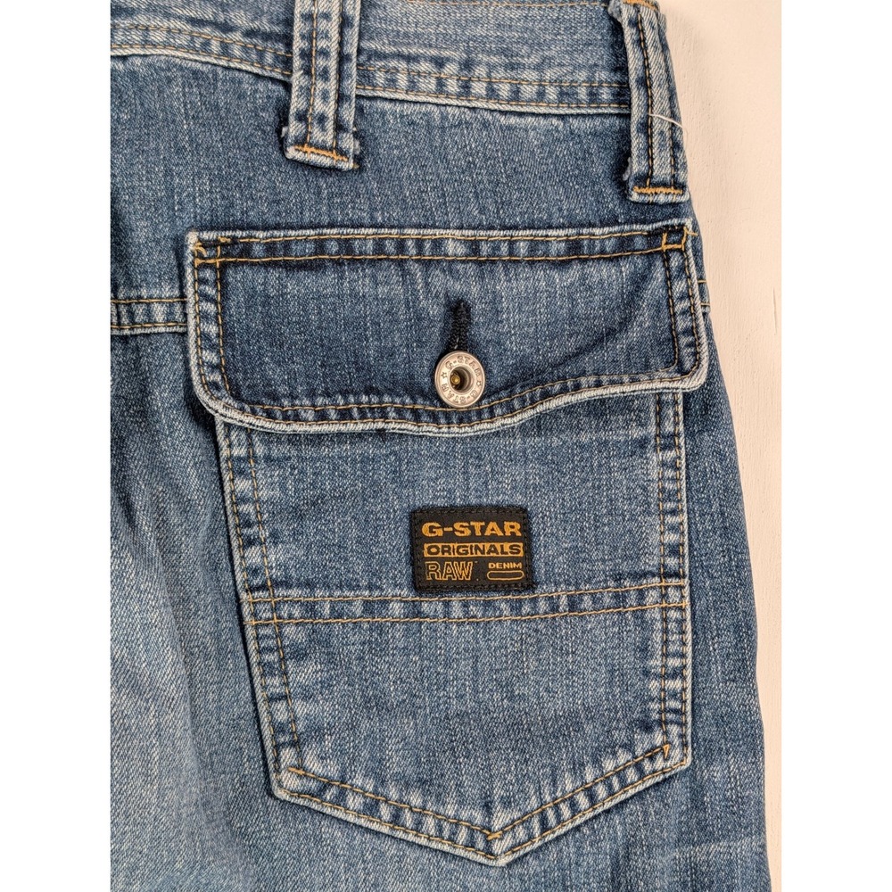 G-Star Raw Denim Shortcut Comwood Jeans Blue Flared Leg Mens 30x32 Y2K - Picture 11 of 13